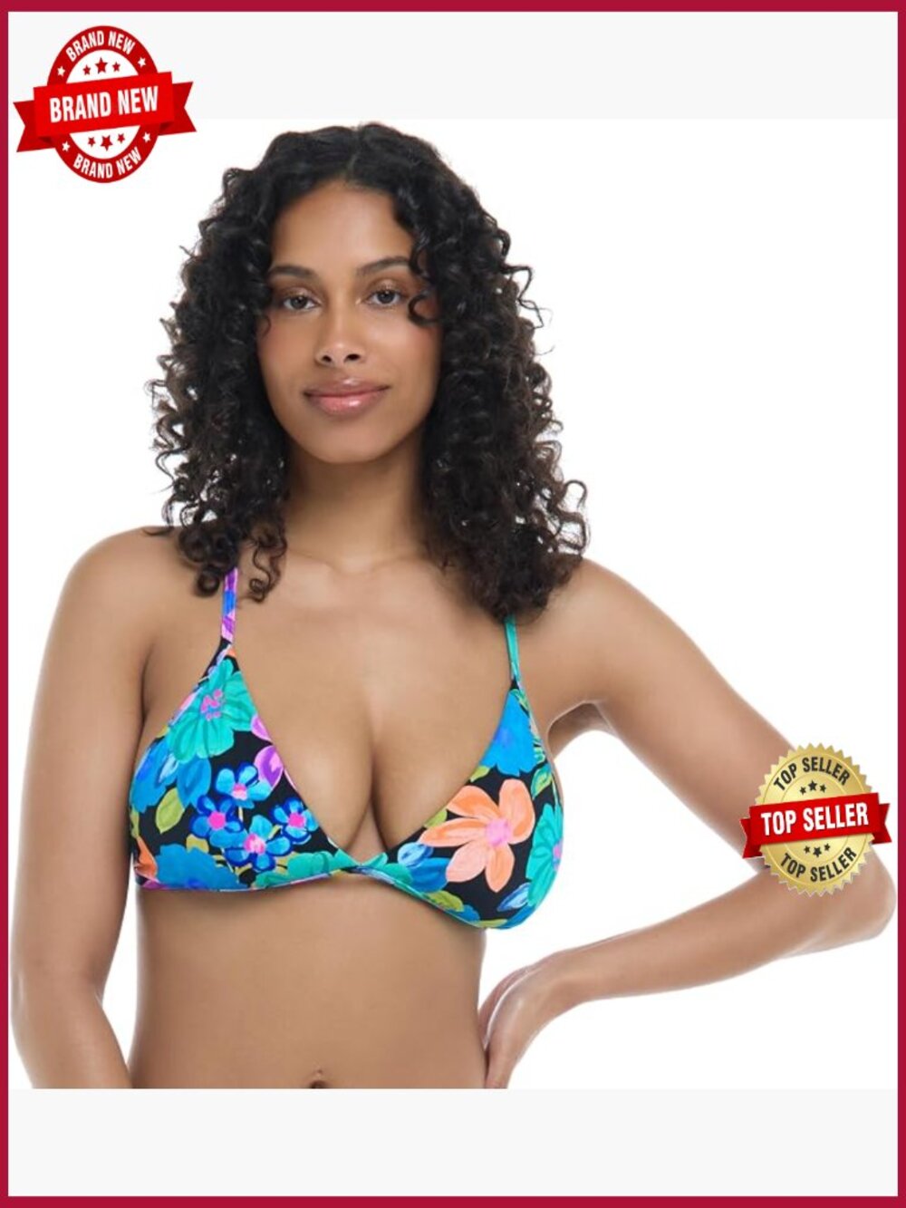 Fixed Triangle Bikini Top Swimsuit Removable Cups Tie Back
